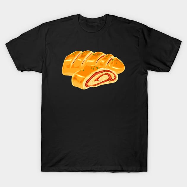 Drawing of a pizza Stromboli T-Shirt by Modern Medieval Design